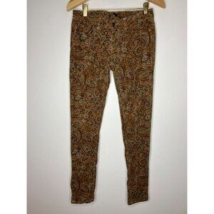 PrAna Womens Paisley Corduroy Pants Size 6 Brown & Orange Boho